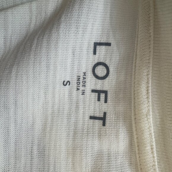 Loft Womens White Textured Long Sleeve Cotton Top Size S - Picture 4 of 5